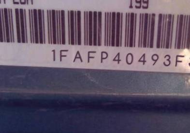 VIN prefix 1FAFP40493F3
