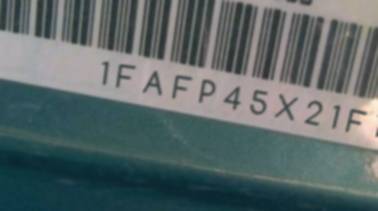 VIN prefix 1FAFP45X21F1