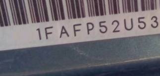 VIN prefix 1FAFP52U53A2