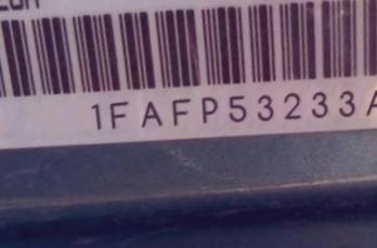 VIN prefix 1FAFP53233A1
