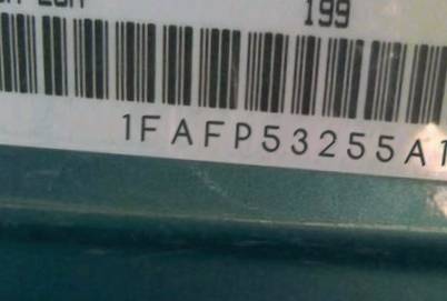 VIN prefix 1FAFP53255A1