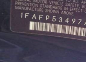 VIN prefix 1FAFP53497A1