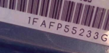 VIN prefix 1FAFP55233G2