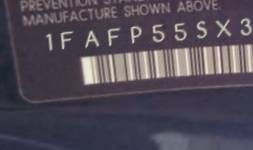 VIN prefix 1FAFP55SX3A1