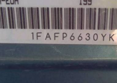 VIN prefix 1FAFP6630YK1