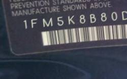 VIN prefix 1FM5K8B80DGB