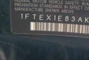 VIN prefix 1FTEX1E83AKE