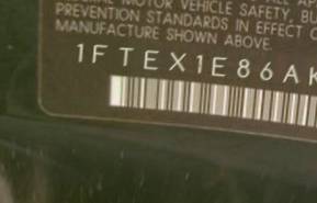 VIN prefix 1FTEX1E86AKA