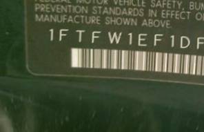 VIN prefix 1FTFW1EF1DFC