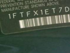 VIN prefix 1FTFX1ET7DFA