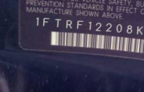 VIN prefix 1FTRF12208KD