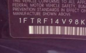 VIN prefix 1FTRF14V98KD