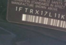 VIN prefix 1FTRX17L11KF