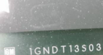 VIN prefix 1GNDT13S0323