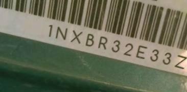 VIN prefix 1NXBR32E33Z0