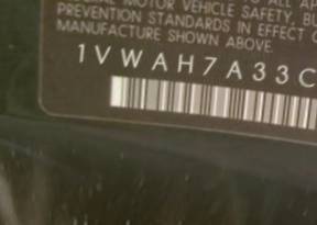 VIN prefix 1VWAH7A33CC0