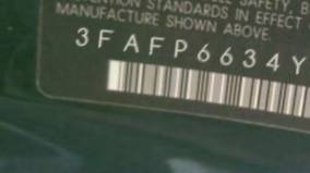 VIN prefix 3FAFP6634YM1