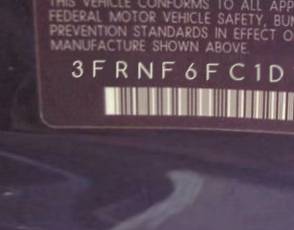 VIN prefix 3FRNF6FC1DV7