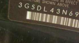 VIN prefix 3GSDL43N69S6