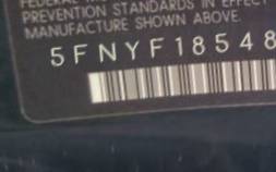VIN prefix 5FNYF18548B0