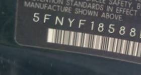 VIN prefix 5FNYF18588B0