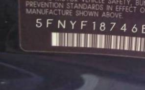 VIN prefix 5FNYF18746B0