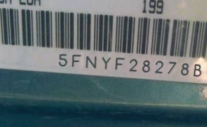 VIN prefix 5FNYF28278B0