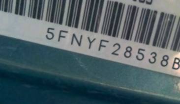 VIN prefix 5FNYF28538B0