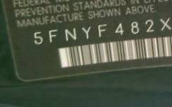 VIN prefix 5FNYF482X9B0