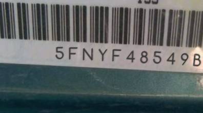 VIN prefix 5FNYF48549B7