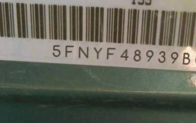 VIN prefix 5FNYF48939B0