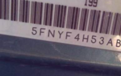 VIN prefix 5FNYF4H53AB0