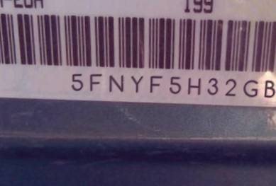 VIN prefix 5FNYF5H32GB0