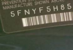 VIN prefix 5FNYF5H85GB0