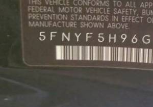 VIN prefix 5FNYF5H96GB0