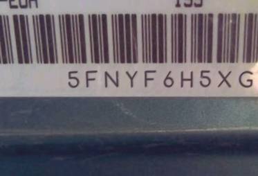 VIN prefix 5FNYF6H5XGB0