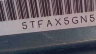 VIN prefix 5TFAX5GN5GX0