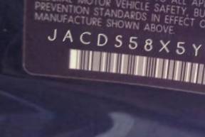 VIN prefix JACDS58X5Y7J
