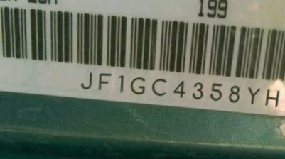 VIN prefix JF1GC4358YH5