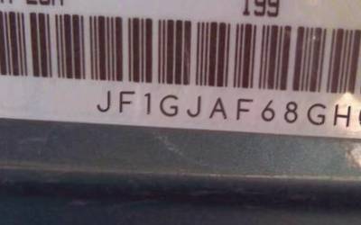 VIN prefix JF1GJAF68GH0