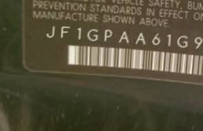 VIN prefix JF1GPAA61G92