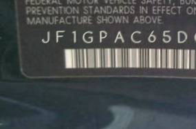 VIN prefix JF1GPAC65DG8