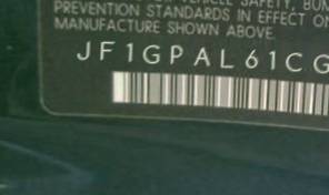VIN prefix JF1GPAL61CG2