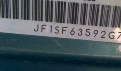VIN prefix JF1SF63592G7