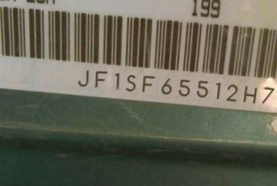 VIN prefix JF1SF65512H7