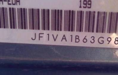VIN prefix JF1VA1B63G98
