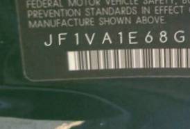 VIN prefix JF1VA1E68G88