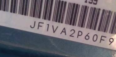 VIN prefix JF1VA2P60F98
