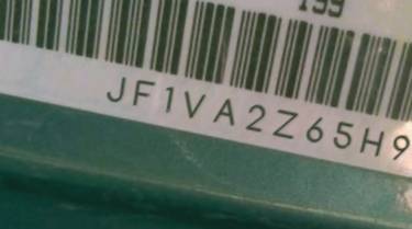 VIN prefix JF1VA2Z65H98