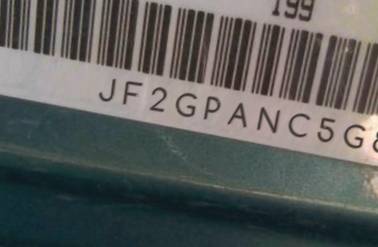 VIN prefix JF2GPANC5G82